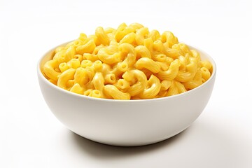 Mac and cheese on white background