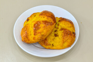 Turkish pastry product , tasty pogaca. Turkish Pastries; pogaca, borek, acma, ay coregi at patisserie showcase.