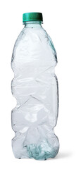 plastic crumpled bottle isolated on transparent background - obrazy, fototapety, plakaty