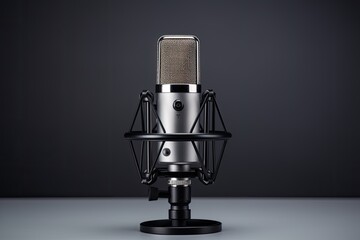 Microphone pop shield and stand for podcast and presentation backdrop
