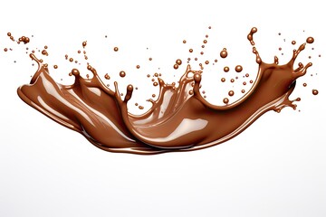 Splashes of milk chocolate on a white background
