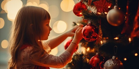 Happy joyful girl the background of a Christmas tree