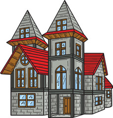Halloween Haunted House Cartoon Colored Clipart 