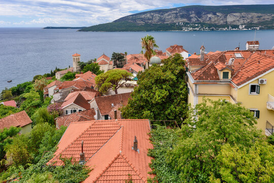 Herceg Novi, Montenegro - August 06, 2023: Kanli Kula fortress overlooking the sea in Herceg-Novi, Montenegro