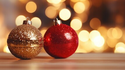 Obraz premium Merry Christmas and Happy New Year. Christmas background with decorative balls