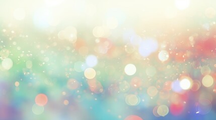 Winter Christmas background with snow and blurred light bokeh effect