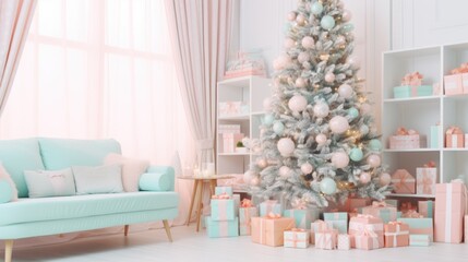 Christmas tree in the room background