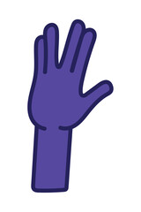 vulcan salute in purple hand
