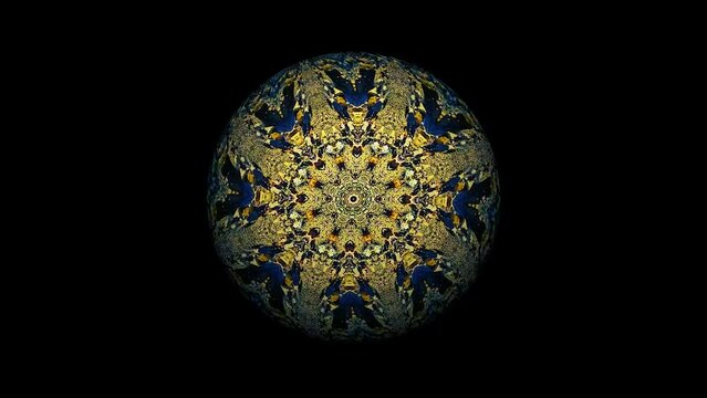 Animazione astratta di un pianeta con effetto caleidoscopio