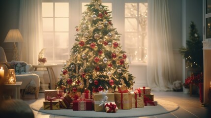 Christmas tree in the room background