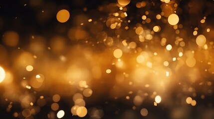 Gold Christmas background defocused blurred light bokeh effect