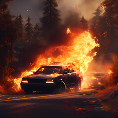 Fototapeta na wymiar Burning Car