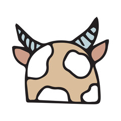 Cartoon silhouette of a knitted hat, clothes for a hat with Christmas and new year, seasonal warm wool. vector. doodle. on a white background.