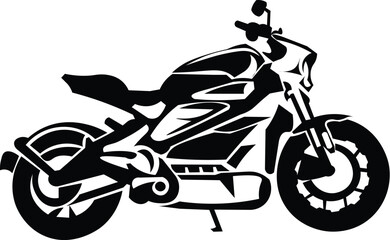 Cartoon Black and White Isolated Illustration Vector Of A Sports Motorcycle