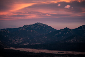Rocky Mountain Sunset, Pink Sky at night, sailor's delight.