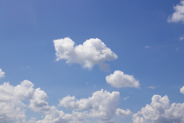 Naklejka na ściany i meble Beautiful blue sky background with white clouds.
