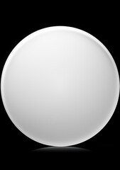 White circle disk light isolated on black background. 
