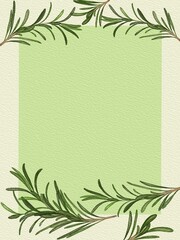 Hand drawn illustrations digital painting of rosemary on frame background. Watercolor style. Design for Wallpaper, Print, Card, Frame, Cover, Background and Web design.