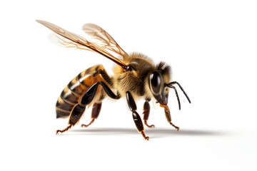 bee walking on white background, Generative ai