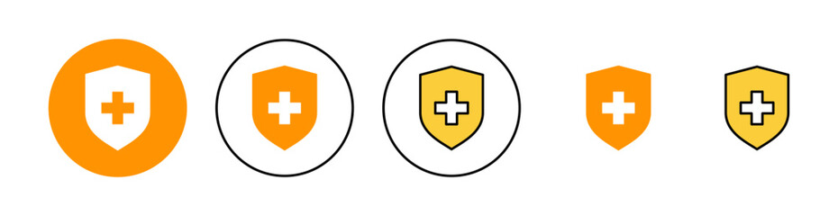 Obraz premium Health insurance icon set for web and mobile app. Insurance document sign and symbol