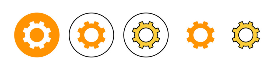 setting Icon set for web and mobile app. Cog settings sign and symbol. Gear Sign