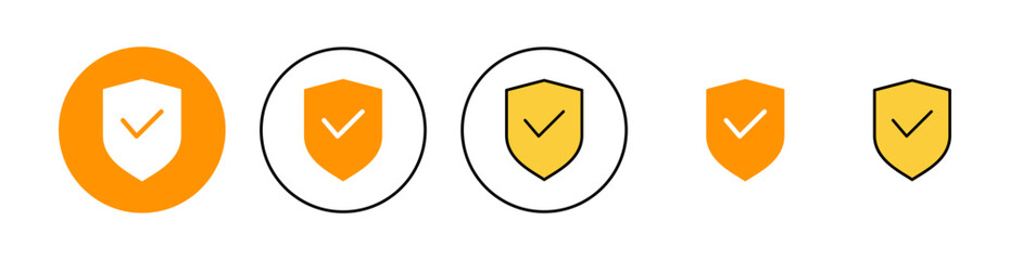 Shield check mark icon set for web and mobile app. Protection approve sign. Insurance icon
