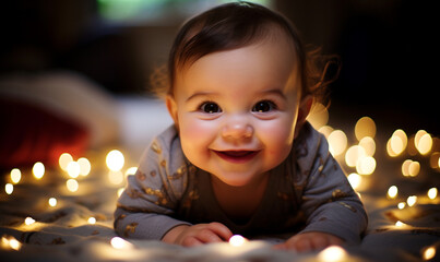 smile cute baby infant crawling