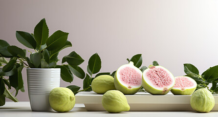 Portrait of guava. Ideal for your designs, banners or advertising graphics.