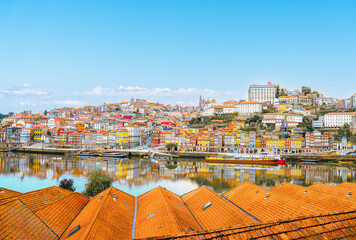 Oporto riverfront cityscape  - Ribeira, Porto, Portugal