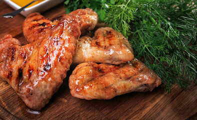 Chicken wings with sauce, Shallow depth of field