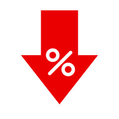 Discounted arrow icon. Discount percent symbol. Vector.