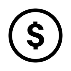 Simple dollar coin icon. US currency. Vector.