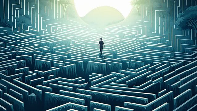 A character is seen walking through a maze, demonstrating the complexity of the human mind and how it can be difficult to navigate. 