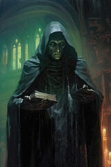 Forbidden Warlock's Haunting Library, Dark Medieval Fantasy, Old School  RPG Illustration