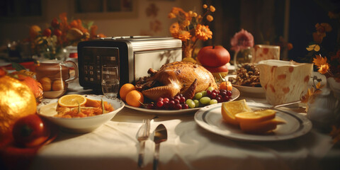 An old Thanksgiving meal with a retro feeling.