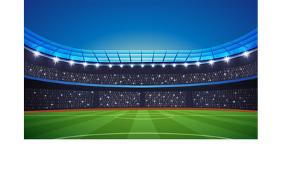 Soccer football stadium with spot lights and spectators