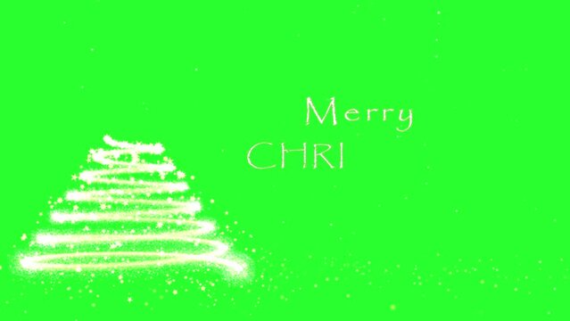Animated Christmas greeting card on chroma key, with Merry Christmas text