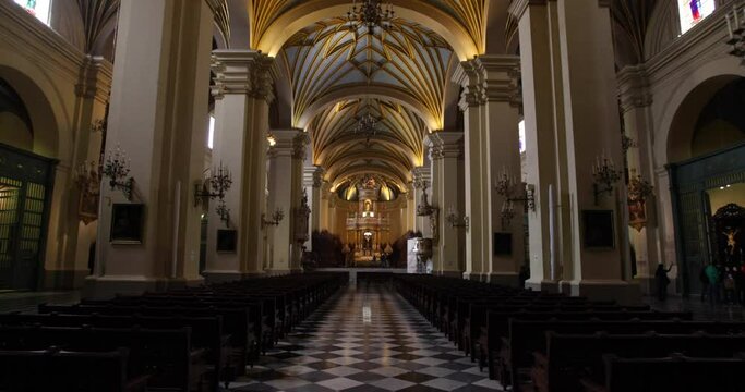 16th Century Cathedral In Peru - Dolly In, Wide Shot 