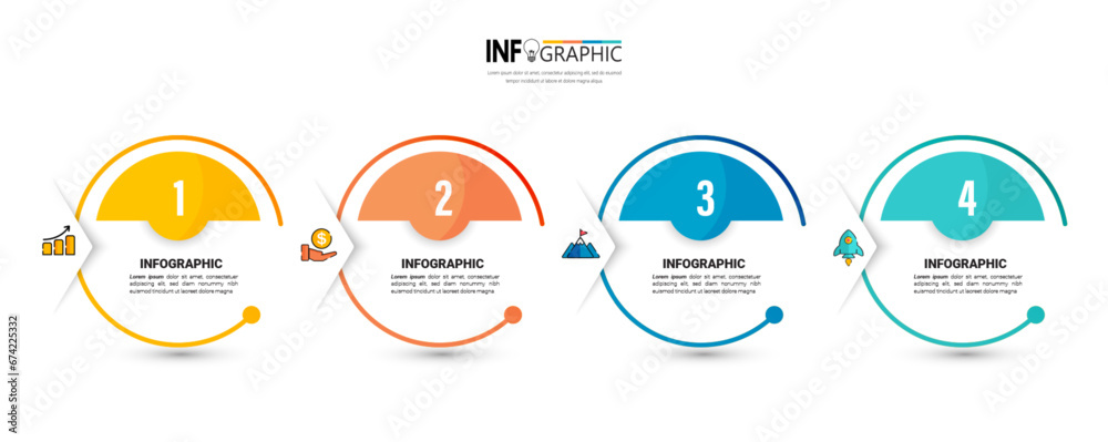 Poster infographics design template, business concept with 4 steps or options, can be used for workflow lay