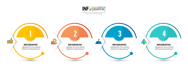 Infographics design template, business concept with 4 steps or options, can be used for workflow layout, diagram, annual report, web design.Creative banner, label vector.	
