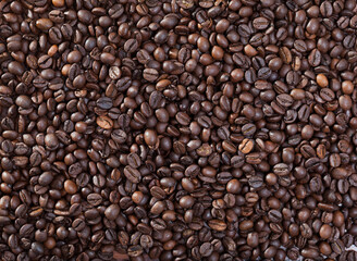 Fototapeta premium Roasted coffee beans background. High quality photo