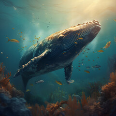 海底クジラ　undersea whale　GenerativeAI