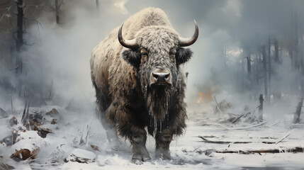 American bison in snow 03