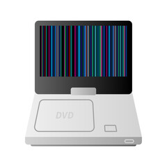 シンプルなイラスト_故障したDVD,プレーヤー,ポータブル,画面