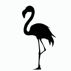 Vector Silhouette of Flamingo, Pink Flamingo Graphic for Tropical and Bird Concepts