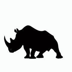 Vector Silhouette of Rhino, Powerful Rhino Illustration for Wildlife and Nature Themes