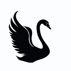 Vector Silhouette of Swan, Graceful Swan Graphic for Birds and Lake Concepts