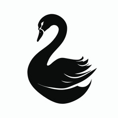 Vector Silhouette of Swan, Graceful Swan Graphic for Birds and Lake Concepts