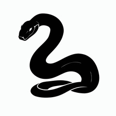 Vector Silhouette of Snake, Slithering Snake Illustration for Reptile and Wildlife Concepts