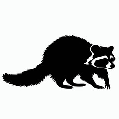 Vector Silhouette of Raccoon, Curious Raccoon Illustration for Animal and Nature Themes